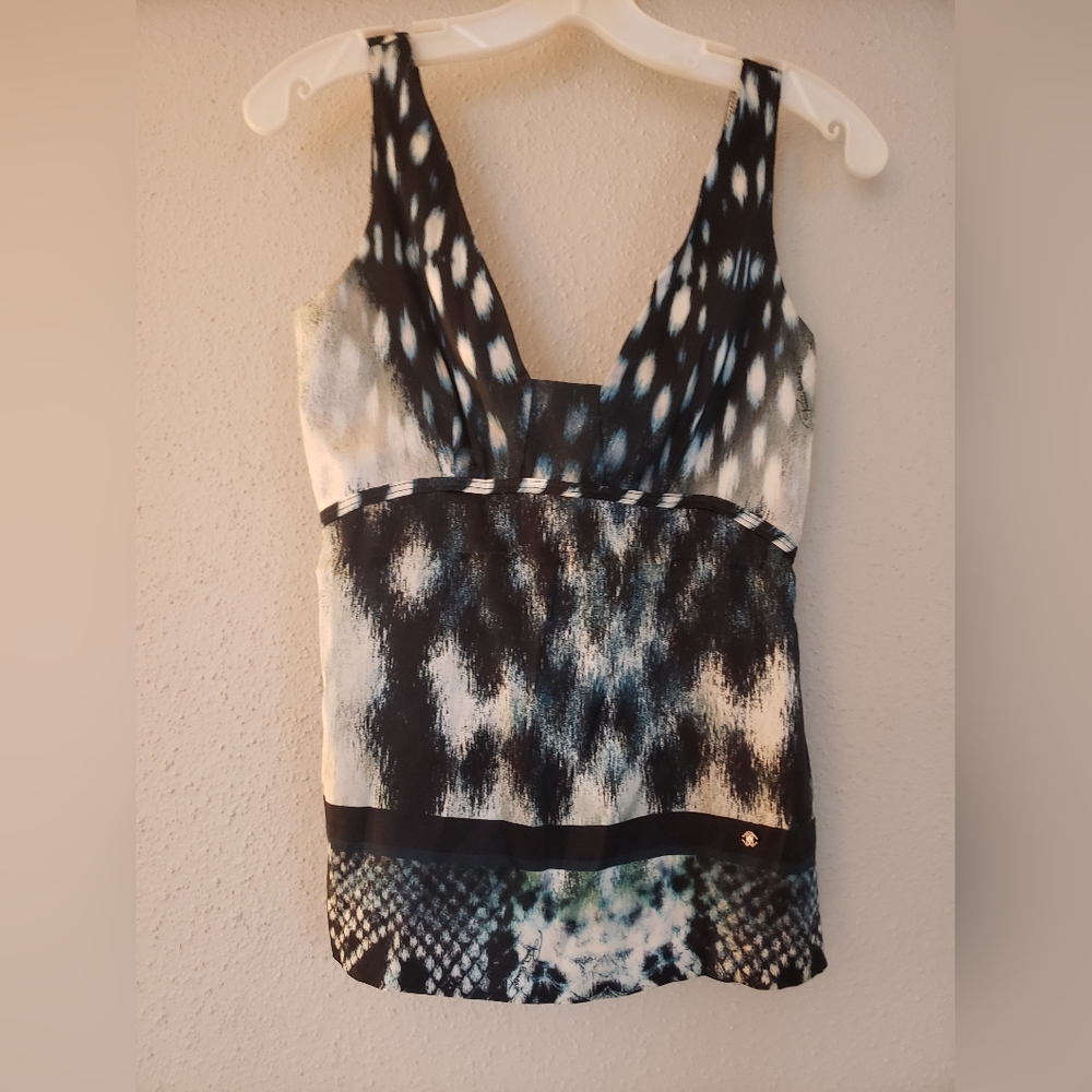 Roberto Cavalli animal snake print silk tank top
